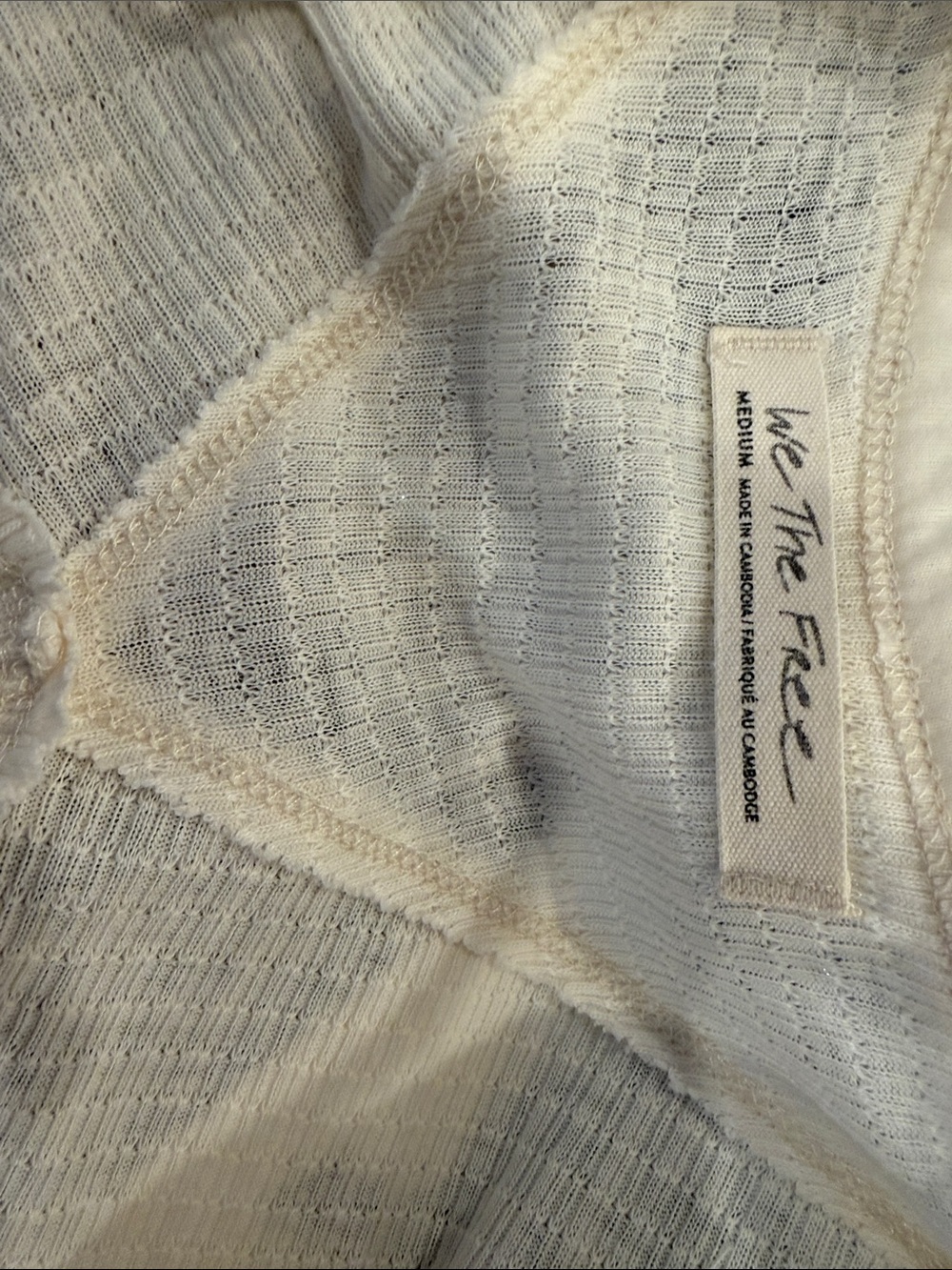 We The Free Ivory Waffle-Knit Long Sleeve Henley Tunic NWOT - Picture 3 of 3